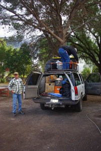 The ministry Suburban was loaded with gifts and clothes and people.