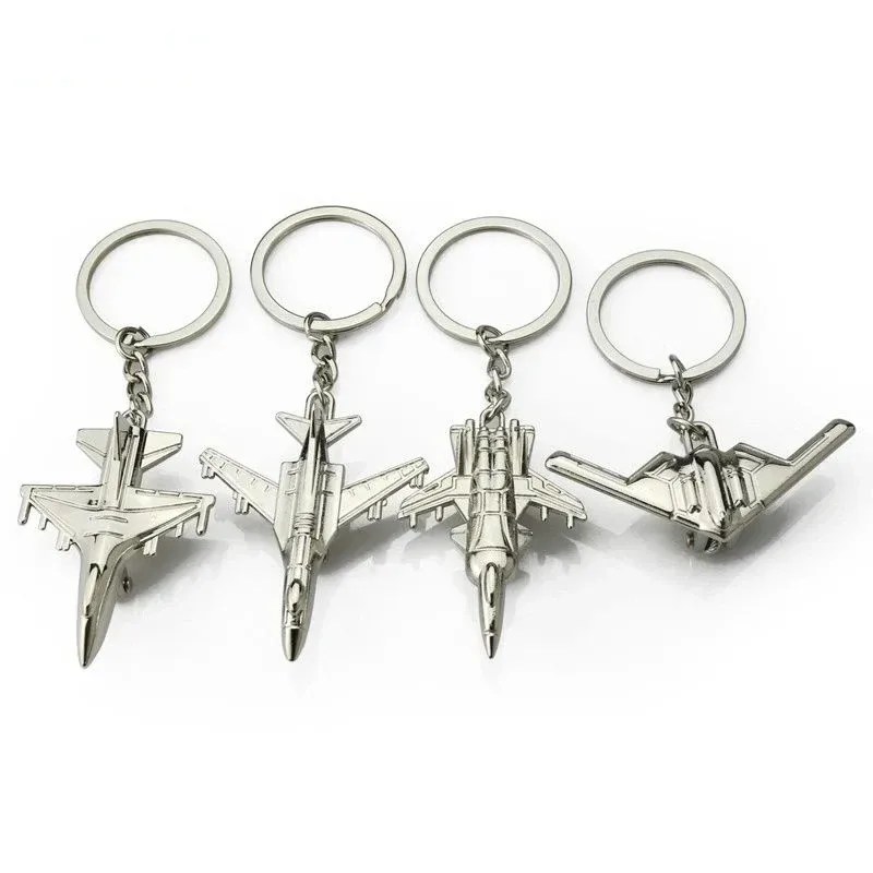 Simulation Fighter Jet Key Chain Mini Pulley Air Show Gift Alloy Metal Keychain