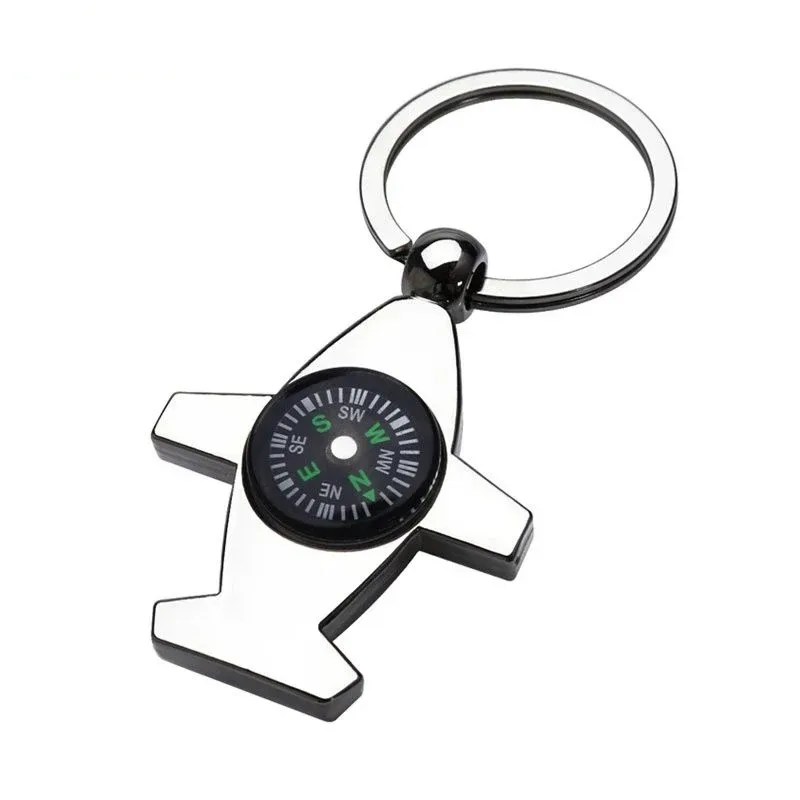 Compass Aircraft Key Chain Airplane Model Aviation Career Pendant Gift Alloy Metal Keychain