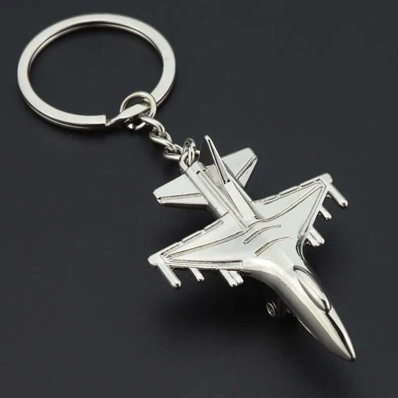 Simulation Fighter Jet Key Chain Mini Pulley Air Show Gift Alloy Metal Keychain