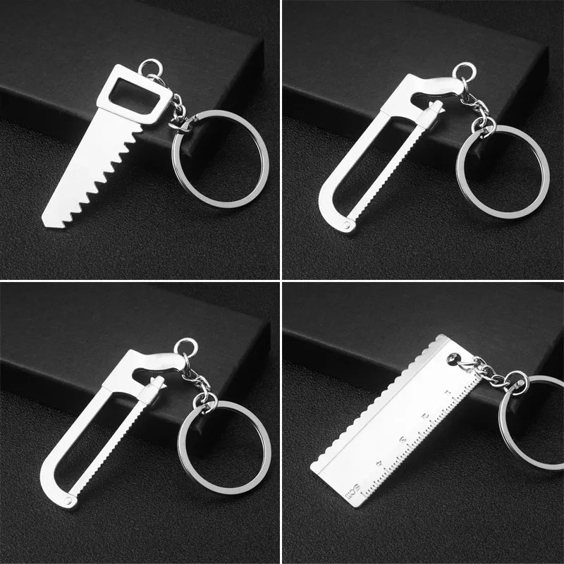 Mini Tool Key Chain Hexagonal Wrench Hammer Shovel Pliers Gift Alloy Metal Keychain