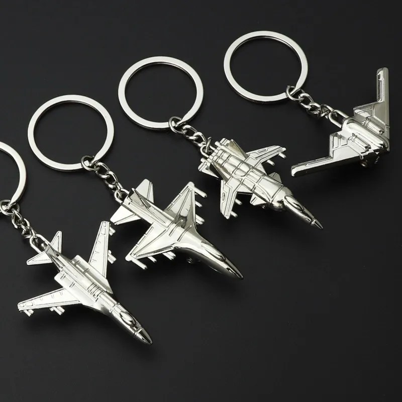 Simulation Fighter Jet Key Chain Mini Pulley Air Show Gift Alloy Metal Keychain