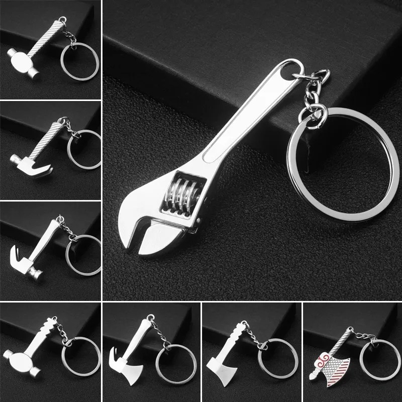 Mini Tool Key Chain Hexagonal Wrench Hammer Shovel Pliers Gift Alloy Metal Keychain