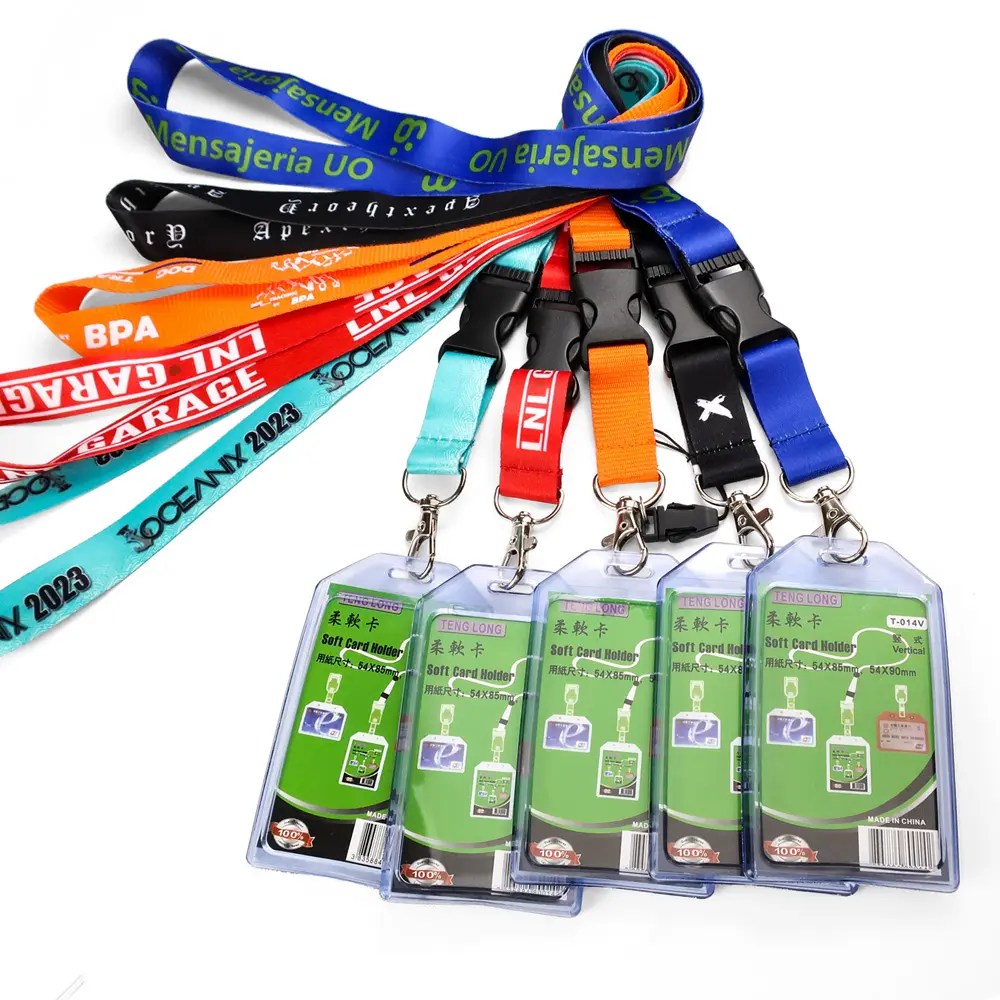 Custom Sublimation Blank id Card Holder Rope Lanyards for Keys ID Badge Holder