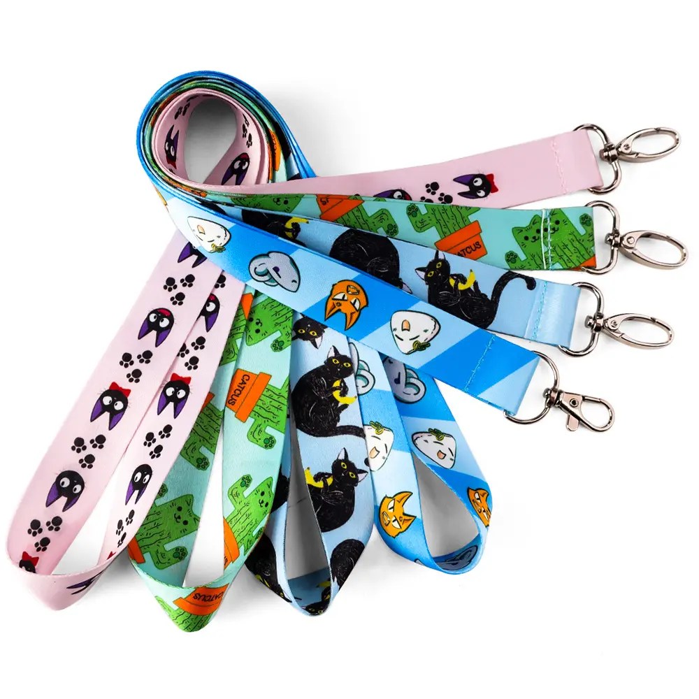 custom polyester sublimation printed logo colorful plain breakaway sports lanyard
