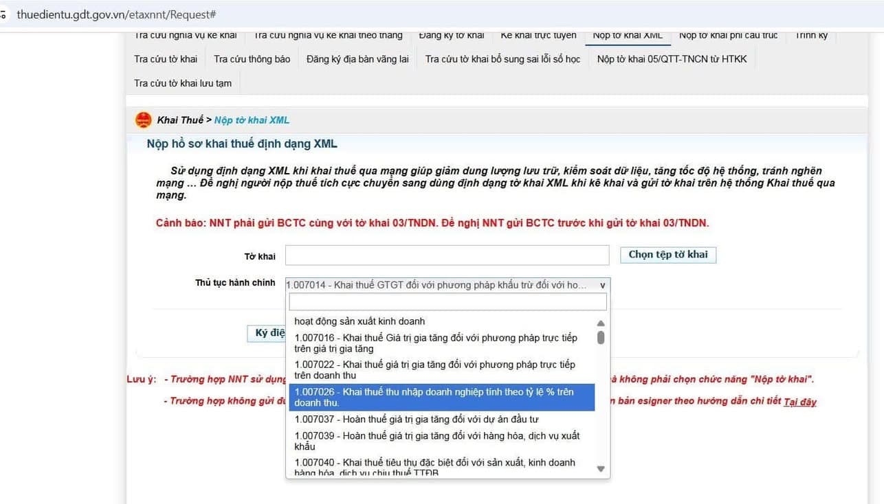 Hướng Dẫn Khai Thuế Qua Mạng Bằng Định Dạng XML