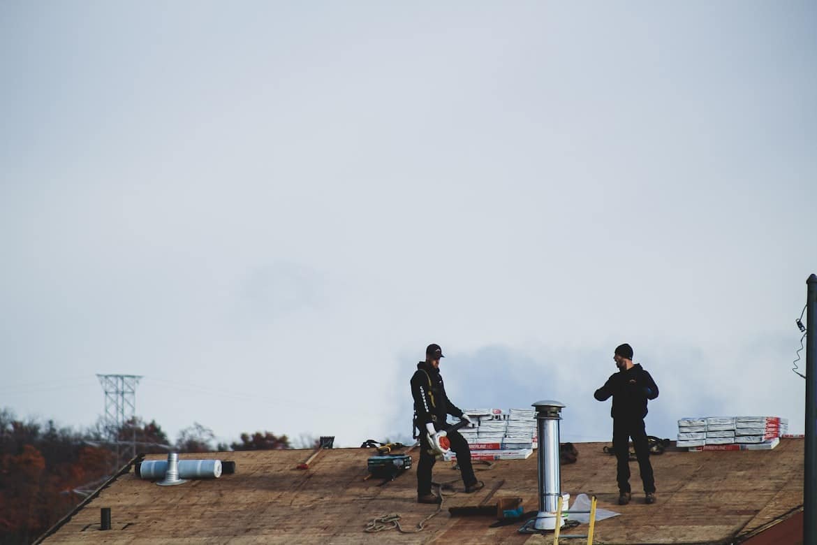 Men working on the home roof