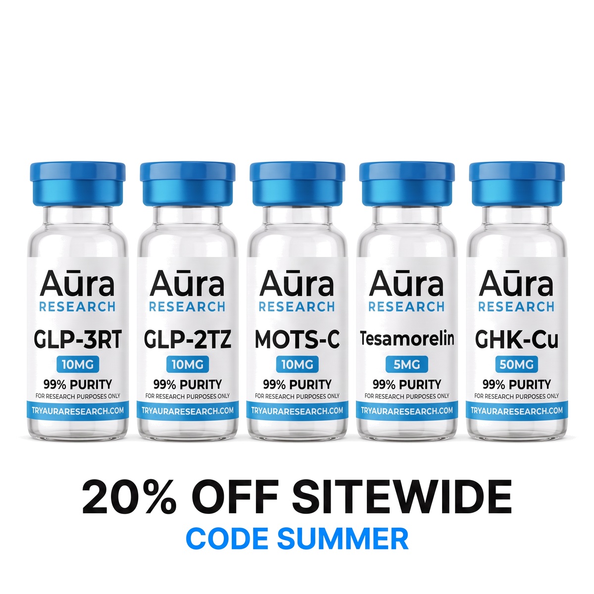 Aūra Research Peptides — Summer Sale 20% Off Sitewide