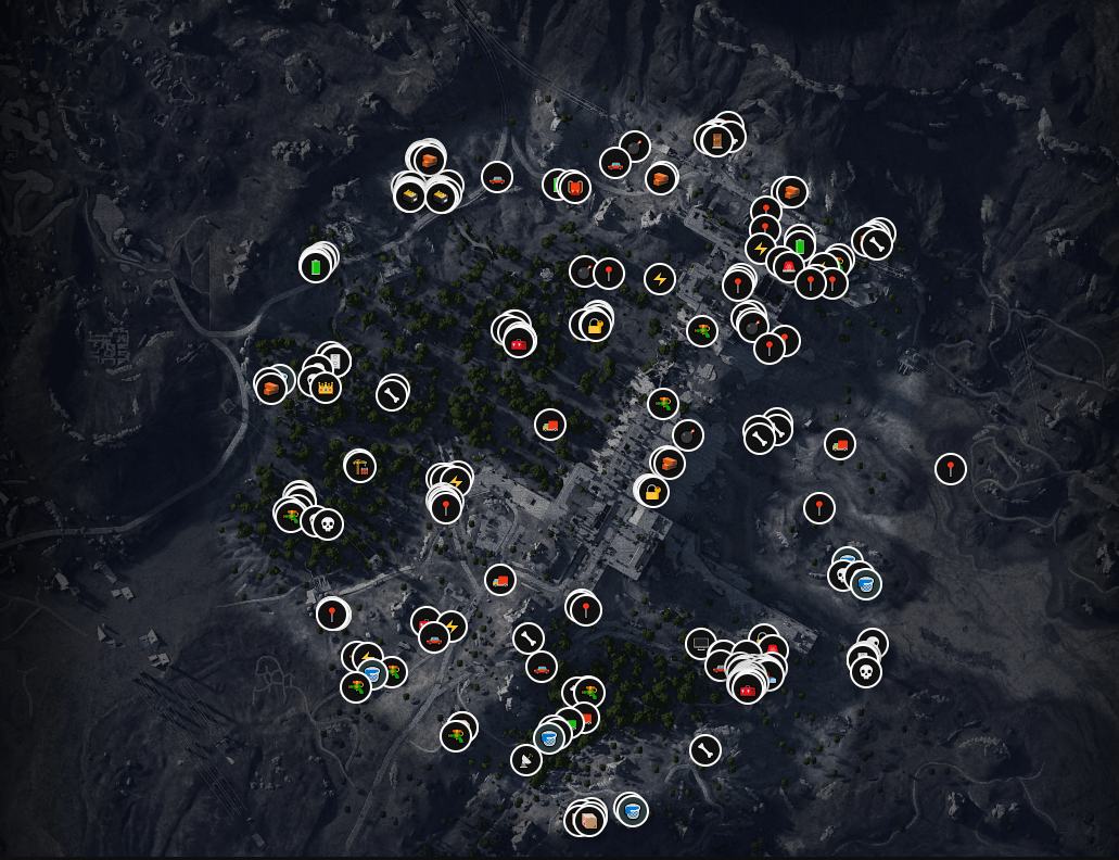 Example of what the dam battlegrounds interactive map looks like