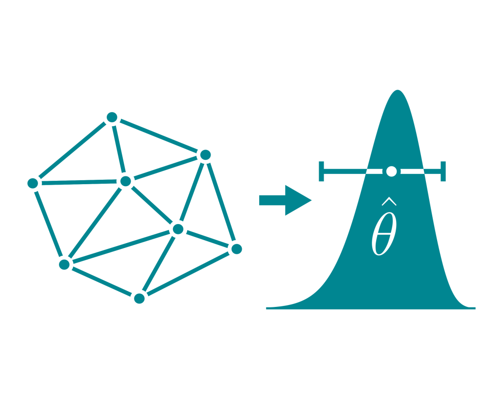 Icon representing modeling and inference with finite element mesh structure and probabilistic structure.