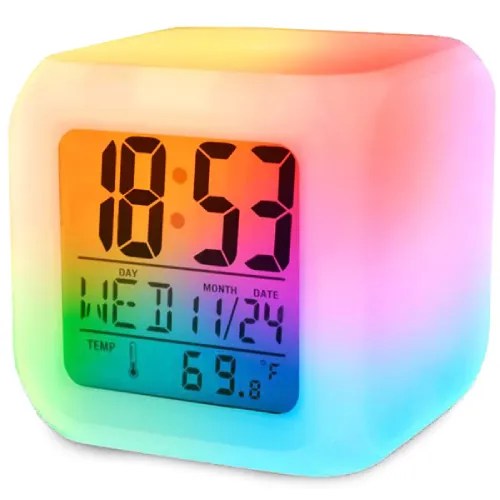 Ξυπνητήρι LCD θερμόμετρο χαμαιλέοντας που λάμπει
