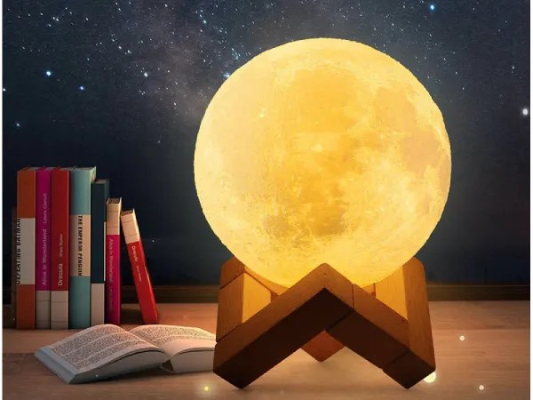 Φωτιστικό με φωτεινό φεγγάρι, 3D λάμπα φεγγαριού