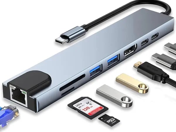 Προσαρμογέας hub 8in1 προσαρμογέας 2x usb-c - Image 4