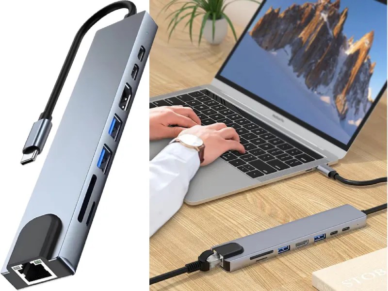Προσαρμογέας hub 8in1 προσαρμογέας 2x usb-c