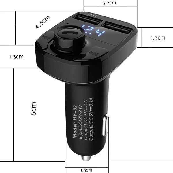 Πομπός FM sd mp3 φορτιστής bluetooth 2xusb . - Image 2
