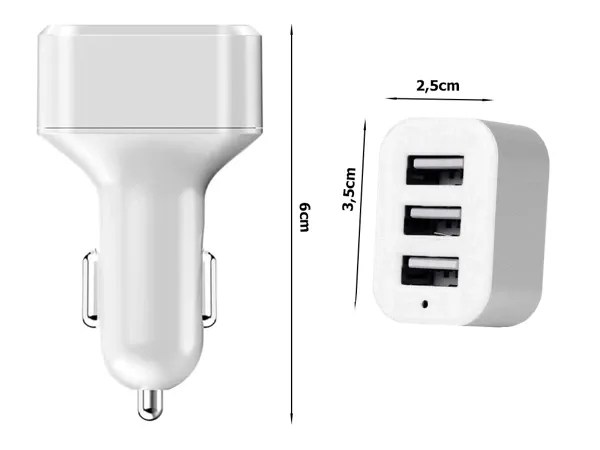 Φορτιστής αυτοκινήτου για αναπτήρες 3xusb - Image 2