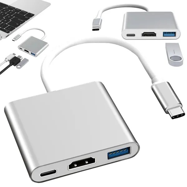 USB-C Hub 3in1 με HDMI 4K & USB 3.0