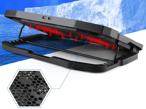 Βάση Ψύξης Laptop με LED & 4 Ανεμιστήρες –  10" έως 17" - Image 2