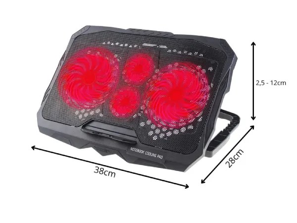 Βάση Ψύξης Laptop με LED & 4 Ανεμιστήρες –  10" έως 17" - Image 5