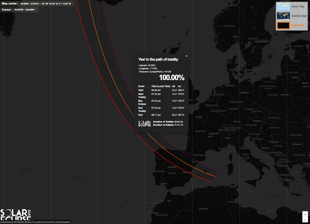 Total Solar Eclipse 2026 Map Path Of Totality Iceland To Spain Tsemap2026 