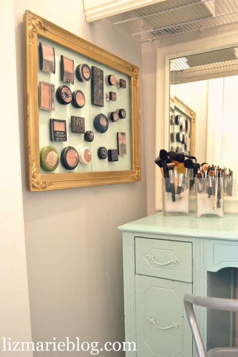 bath ideas: magnets behind your cosmetics....
