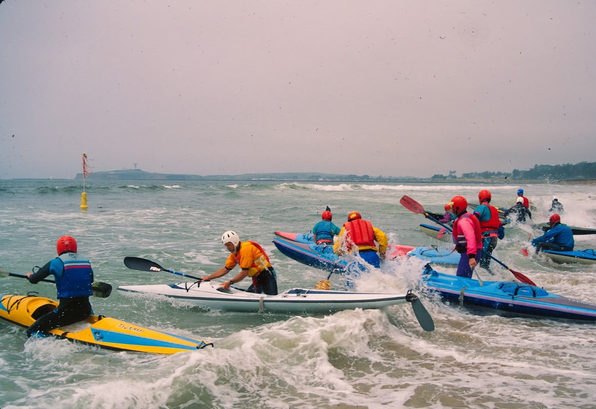 Into the surf!