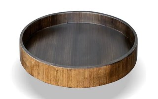 A timber circle table top with raised edges