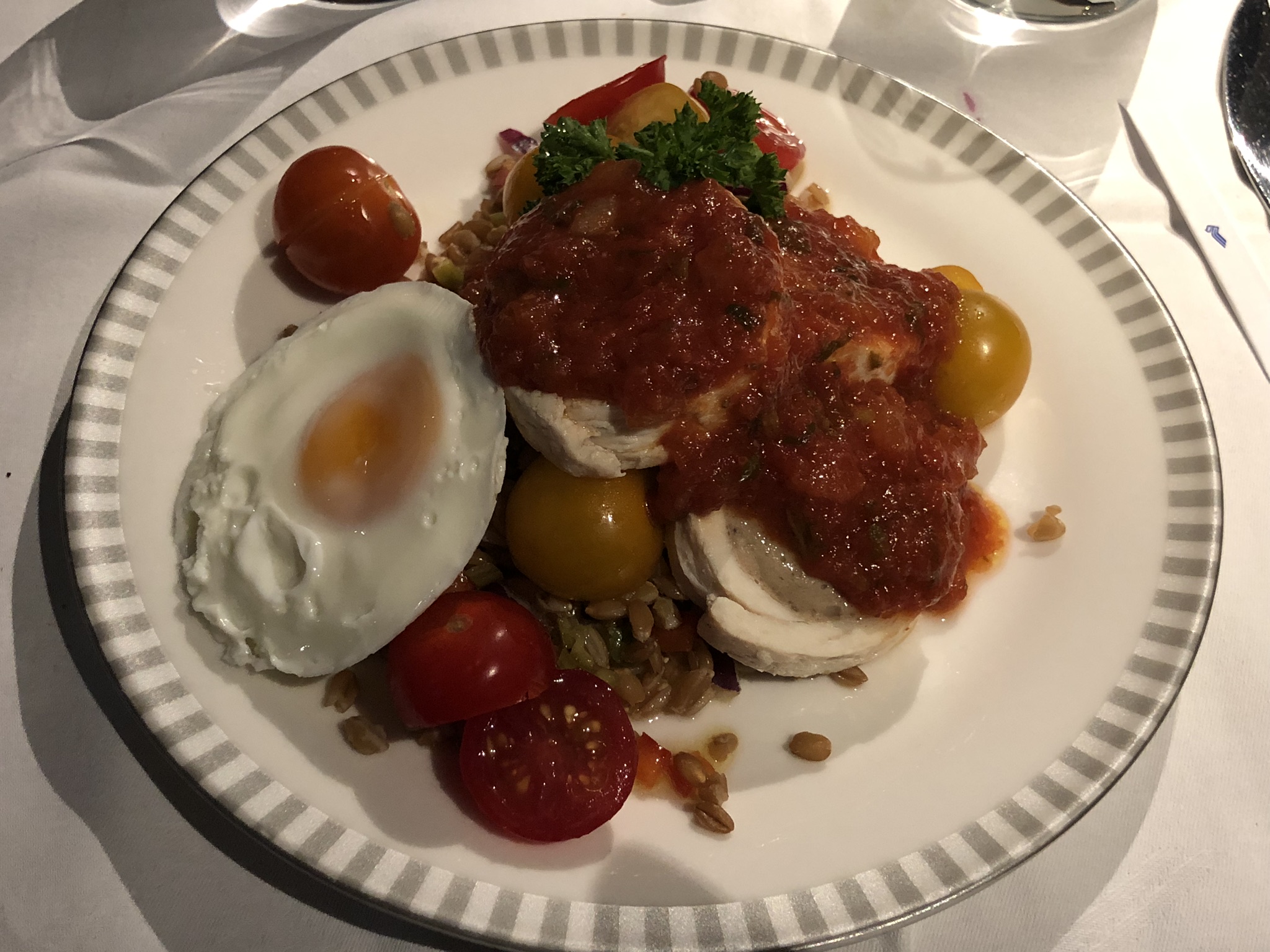 Farro salad (with extra egg)