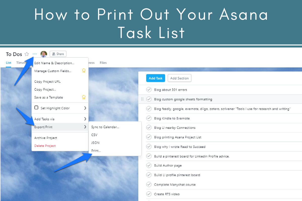 How to Print Out an Asana Task List | Tubarks - The Musings of 