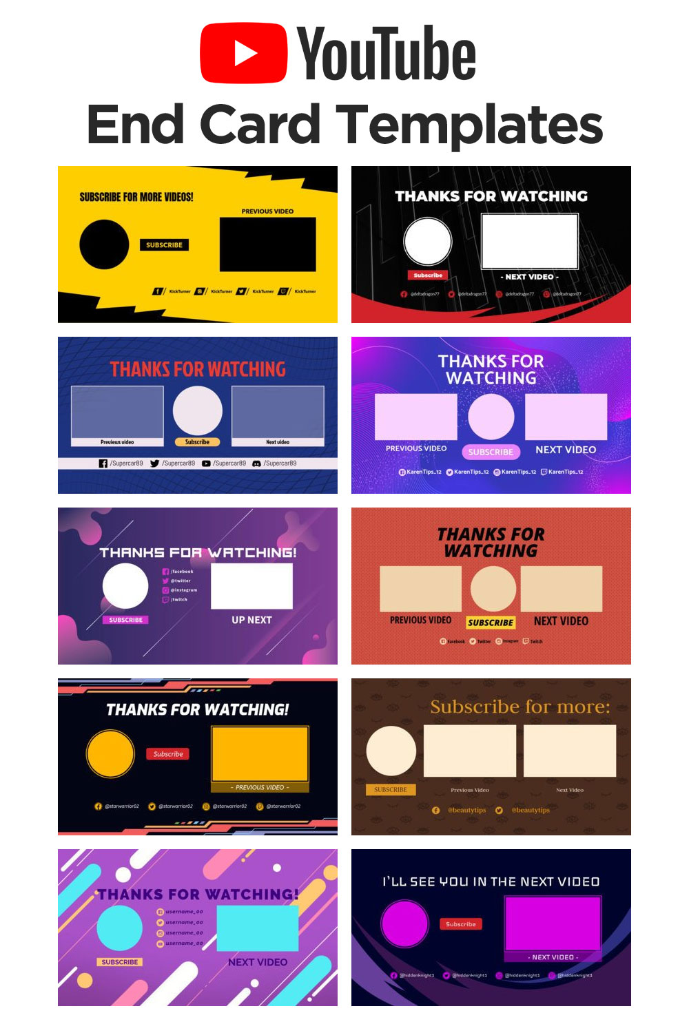 15+ best youtube end card templates (free/paid)