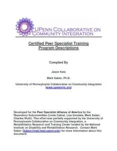 Screenshot of a document titled "Certified Peer Specialist Training Programs"