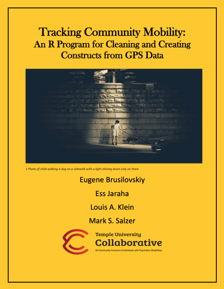 Screenshot of a document titled "Tracking Community Mobility: An R Program for Cleaning and Creating Constructs from GPS Data"