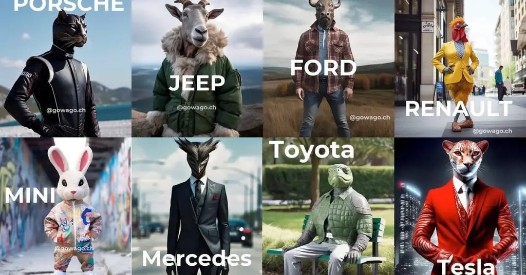 Así serían estas marcas de autos, si fueran animales, según la inteligencia artificial