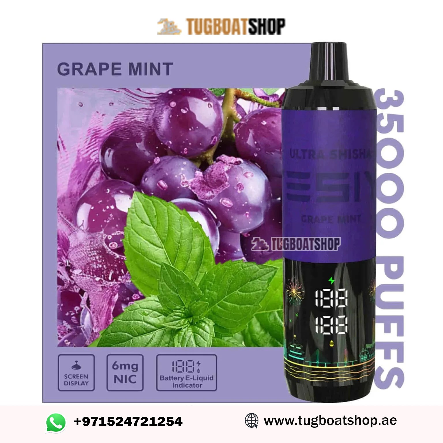 Tesiyi Ultra Shisha 35000 Puffs Grape Mint Disposable Vape In UAE