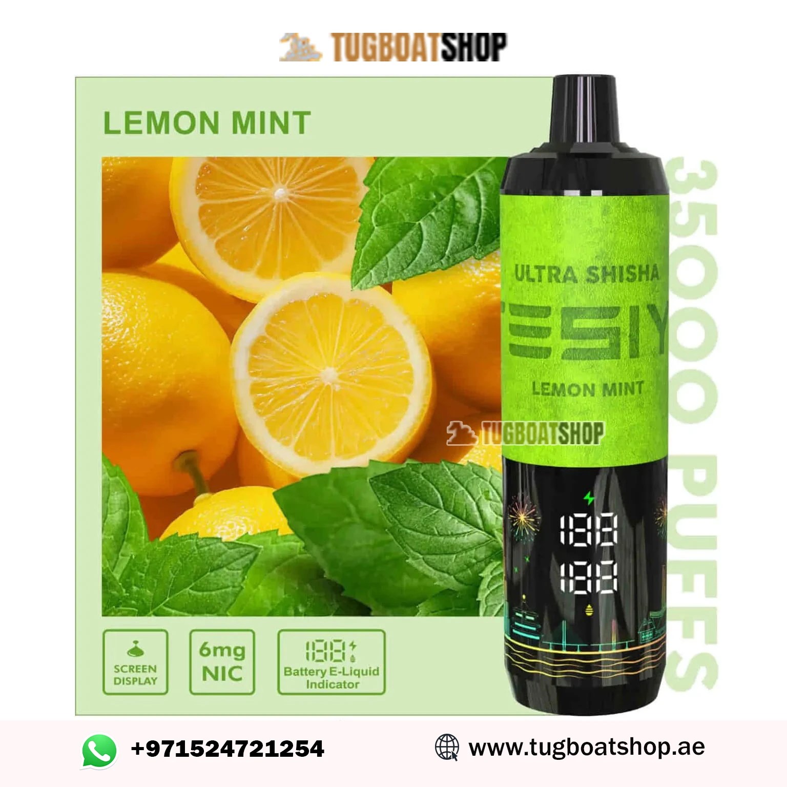 Tesiyi Ultra Shisha 35000 Puffs Lemon Mint Disposable Vape In UAE