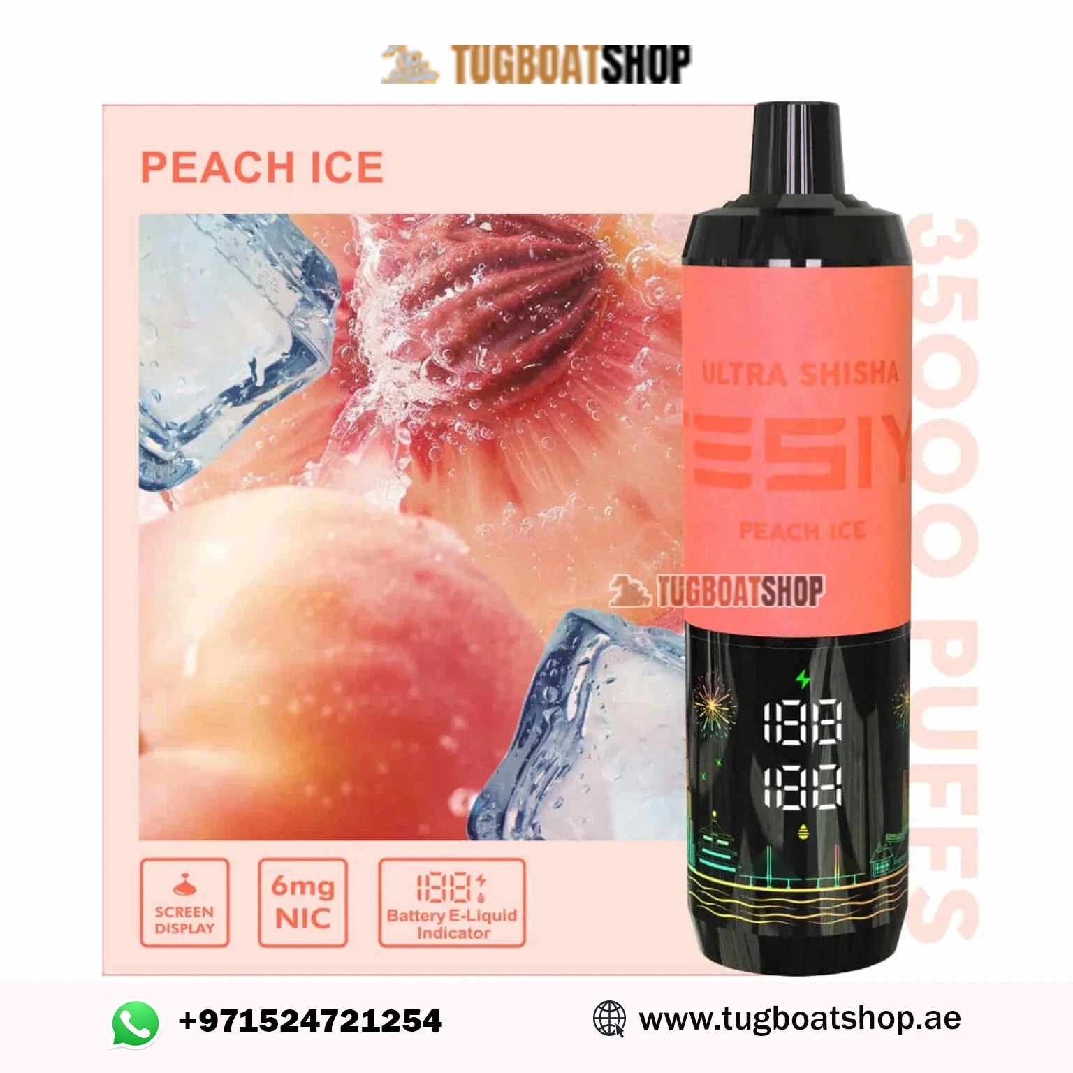 Tesiyi Ultra Shisha 35000 Puffs Peach Ice Disposable Vape In UAE