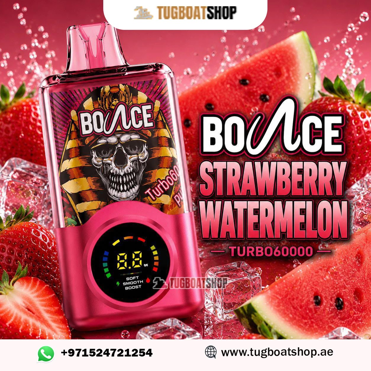 Bounce Turbo 60K Puffs 20Mg STRAWBERRY WATERMELON Disposable Vape in Dubai UAE