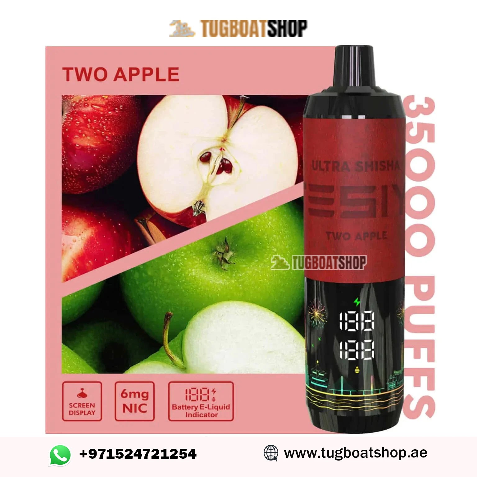Tesiyi Ultra Shisha 35000 Puffs Two Apple Disposable Vape In UAE