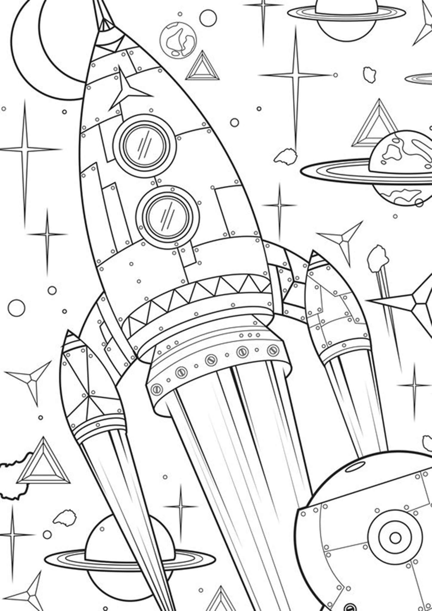 Free & easy to print space coloring pages