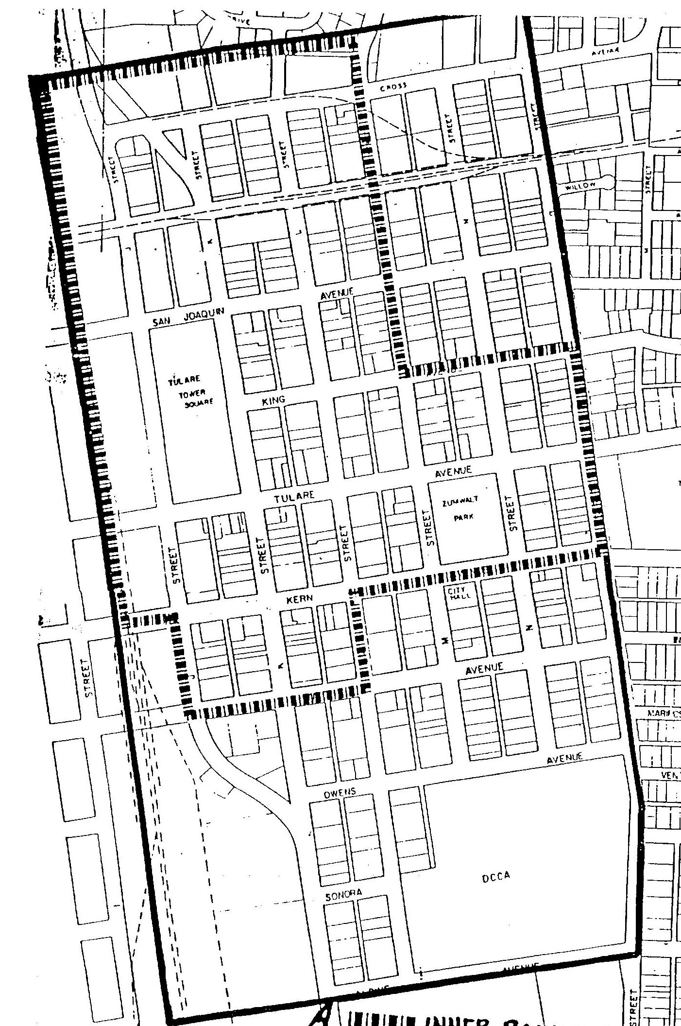 District Map of Downtown Tulare