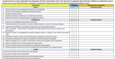 Formato de observación de clases