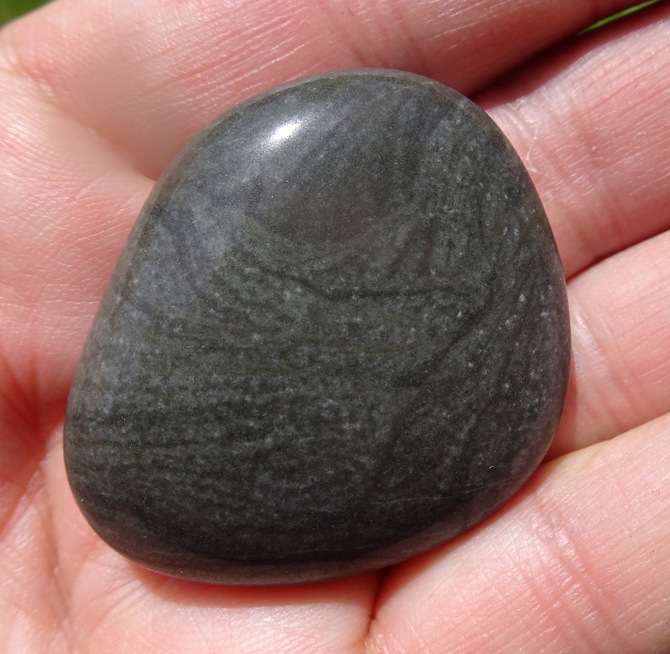 At first sight, a uniform gray-brown stone but closer viewing reveals details.