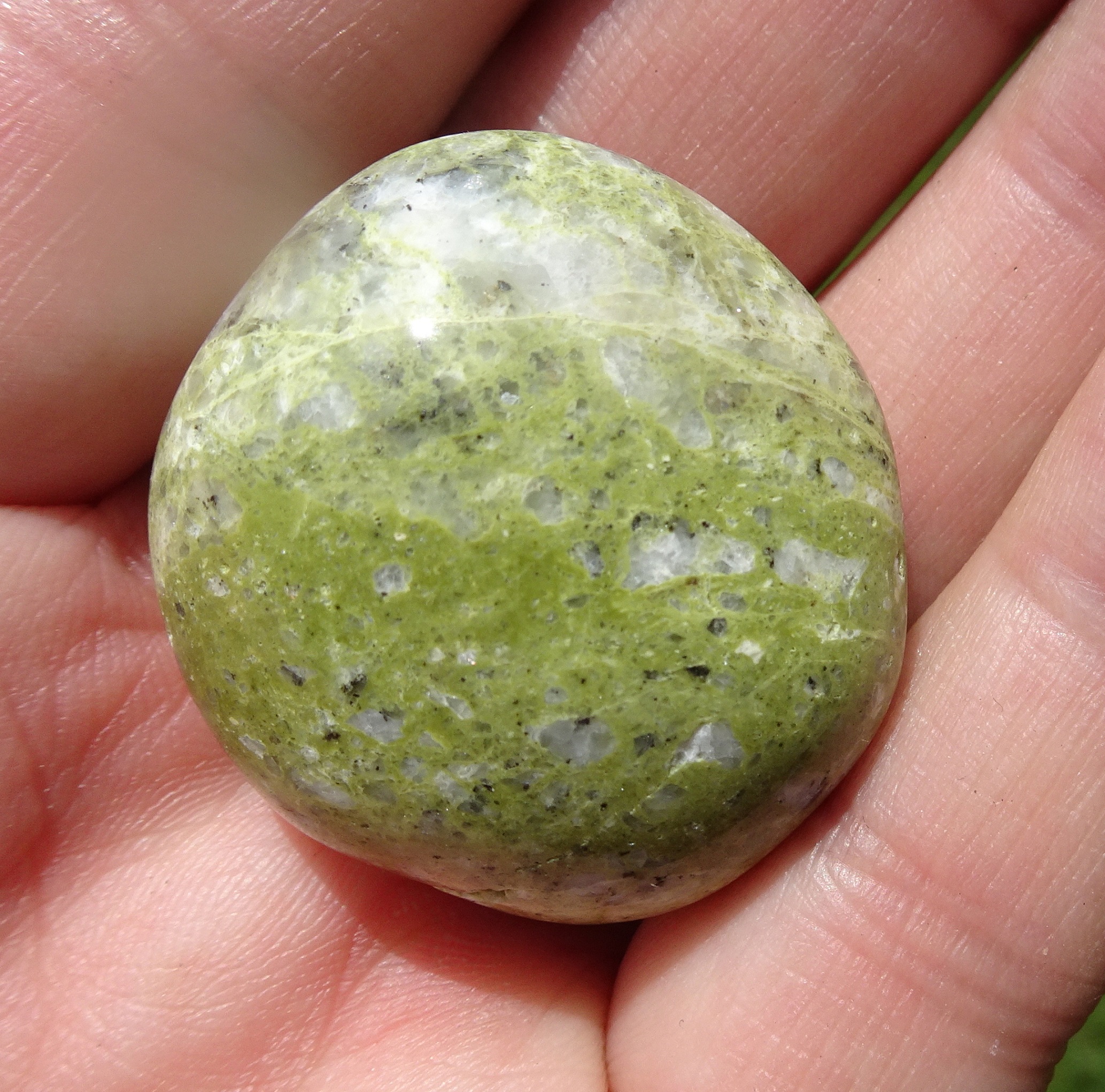 Quartzite with green mineral clouds.
