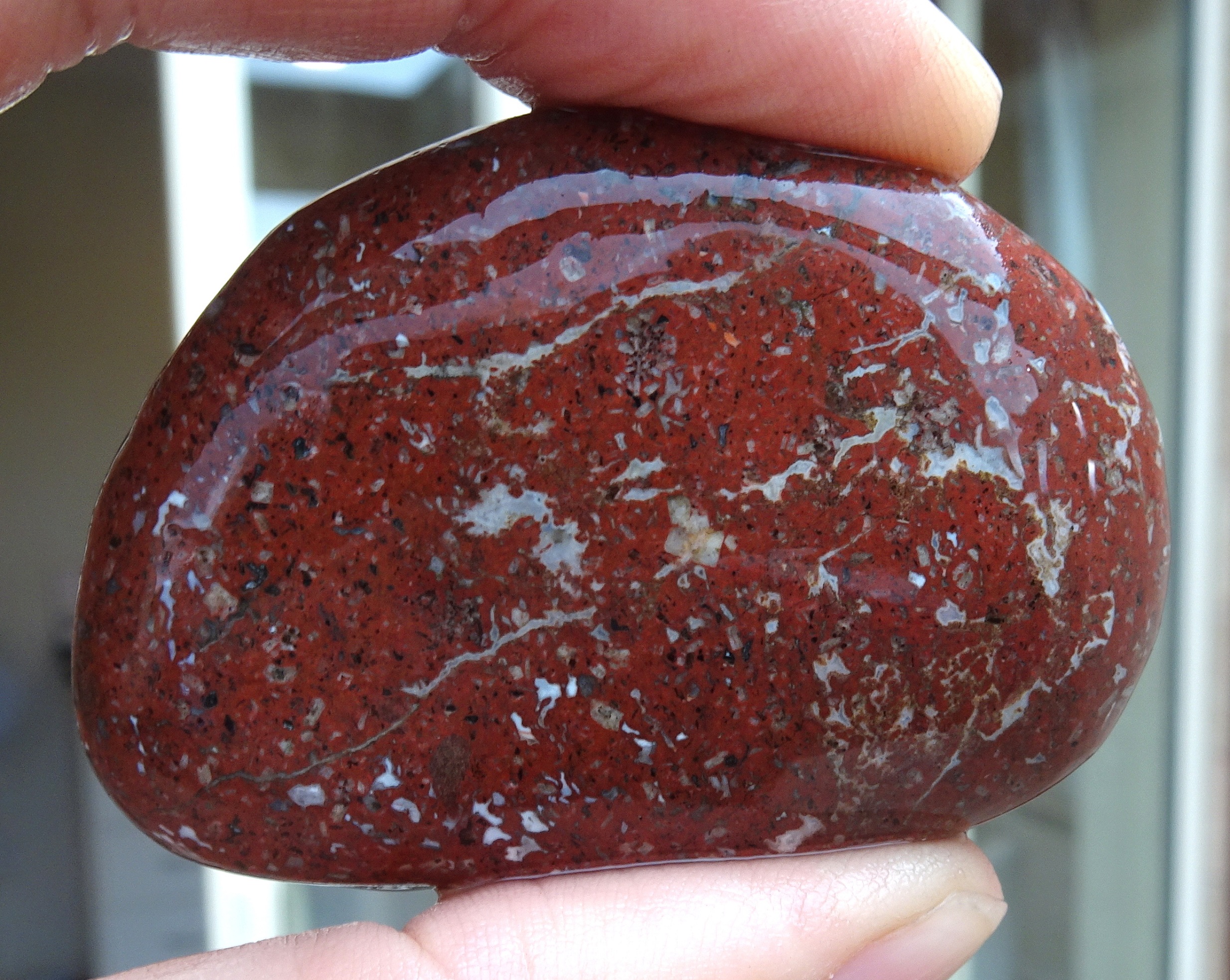 A grit-tumbled jasper stone given to me by Penny Farmer.