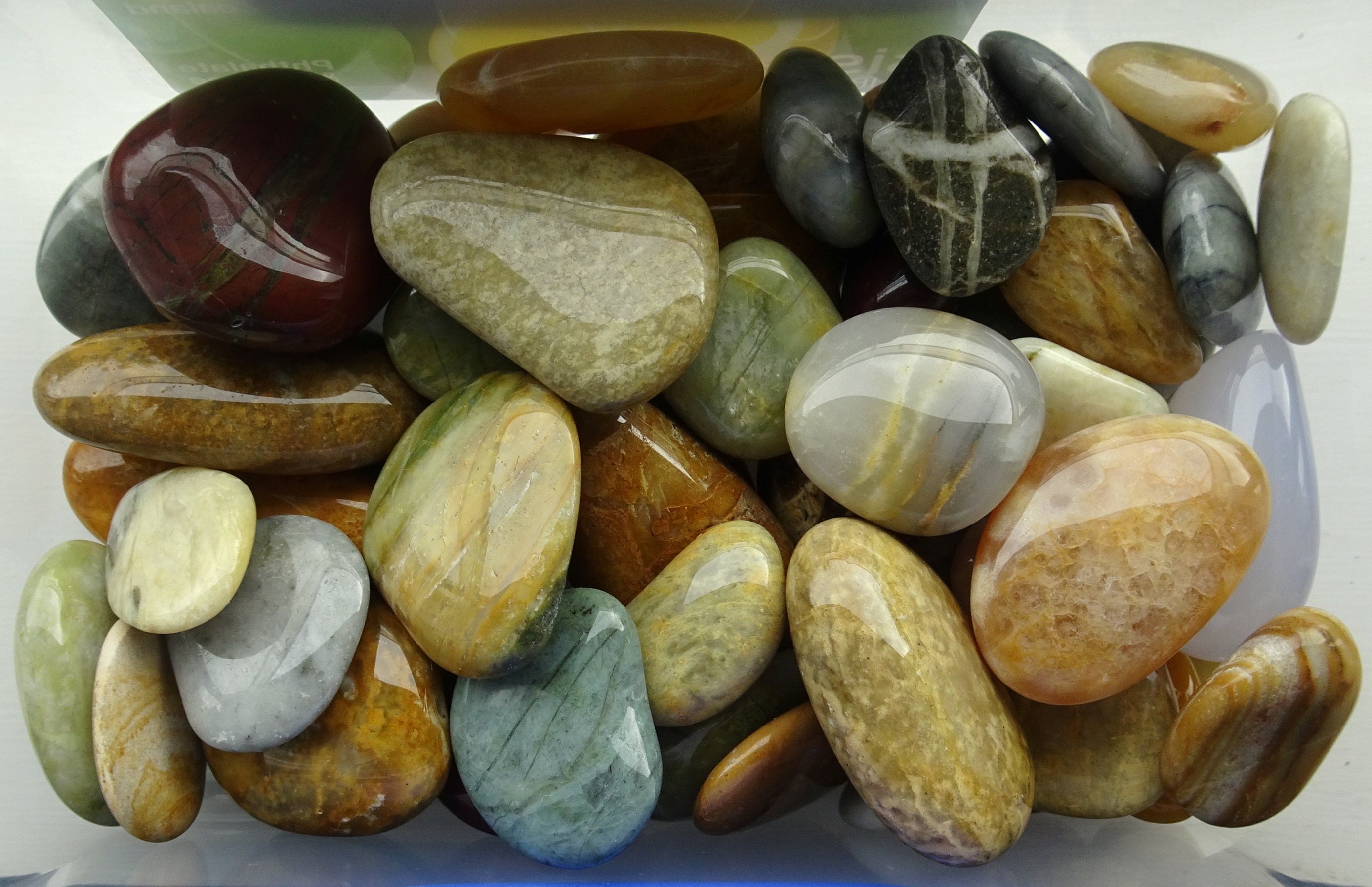 The 3lb barrel batch of polished Kakanui beach stones.