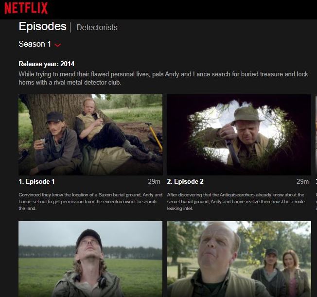 "Detectorists" on Netflix. Source: https://www.netflix.com/nz/title/80065658