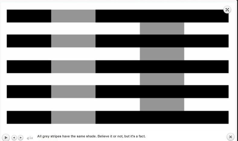 Both grays are the same, despite looking different, due to whether white of black frames them. Source: http://brainden.com/color-illusions.htm