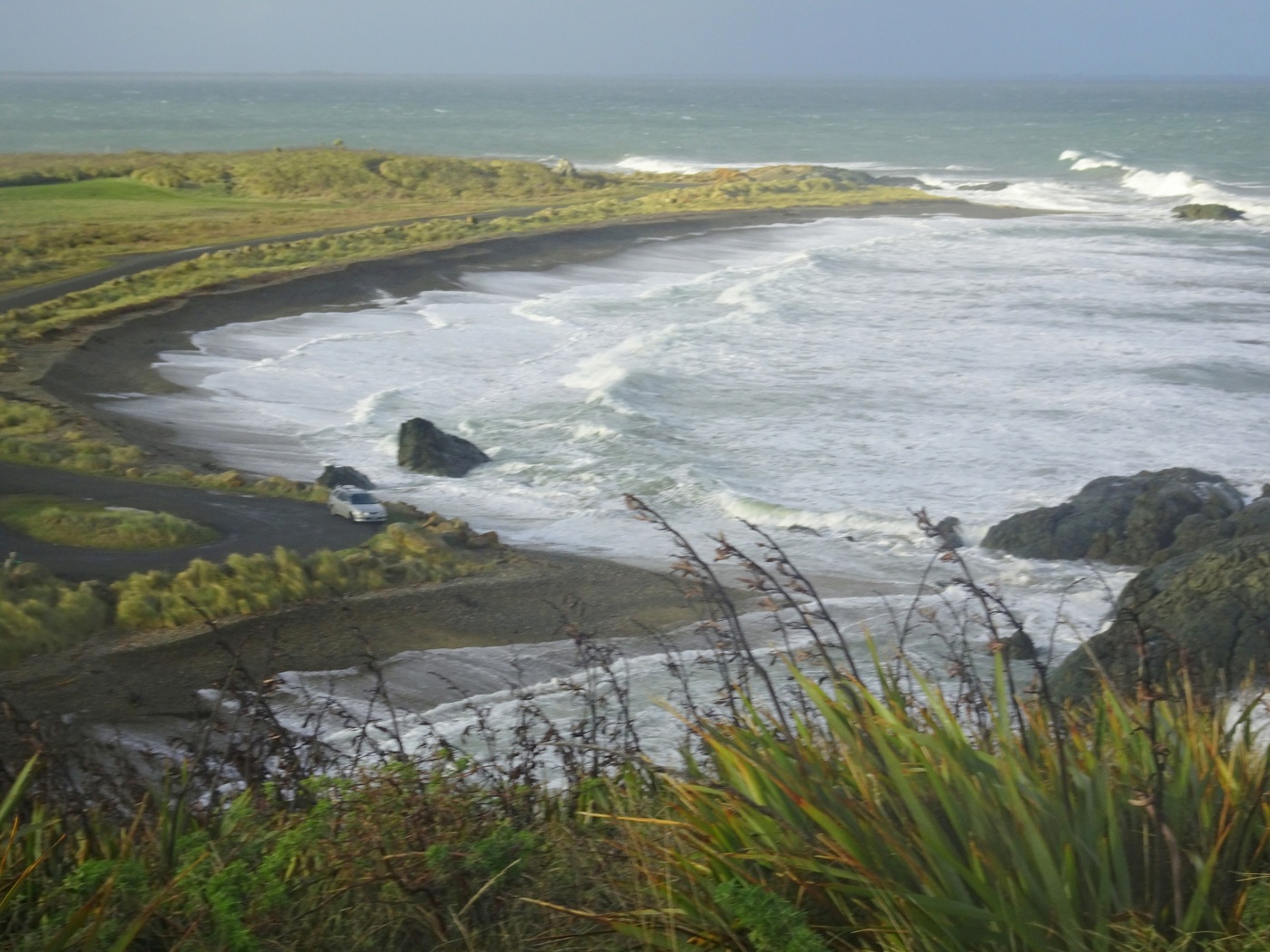The Back Beach on a stormy day.