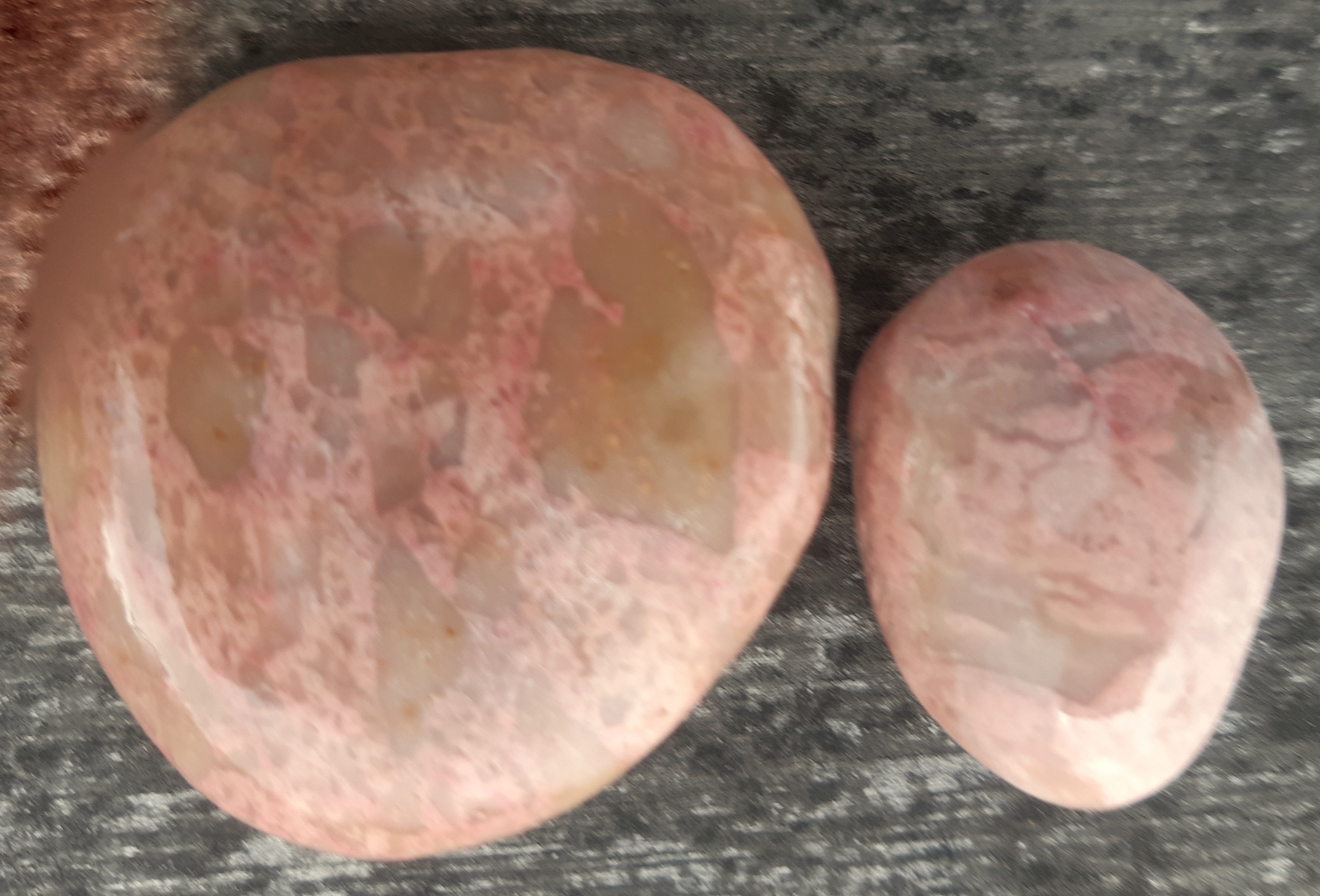Two similar stones found recently by a friend on Gemstone Beach.
