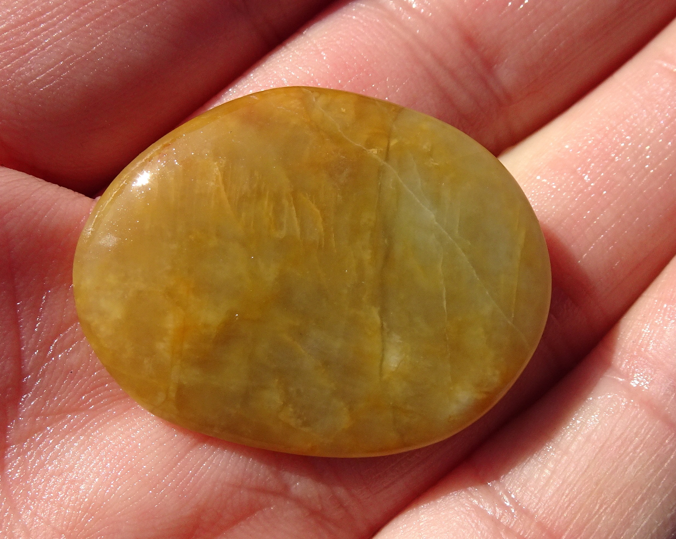The best of the few hydrogrossular garnets I found today. This one is quite thin.